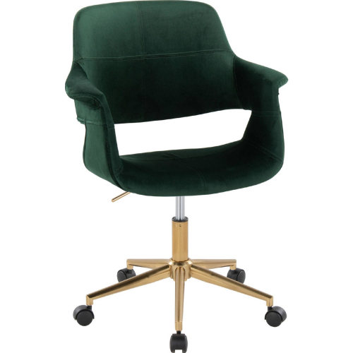 Vintage Flair Office Chair in Gold & Green Velvet